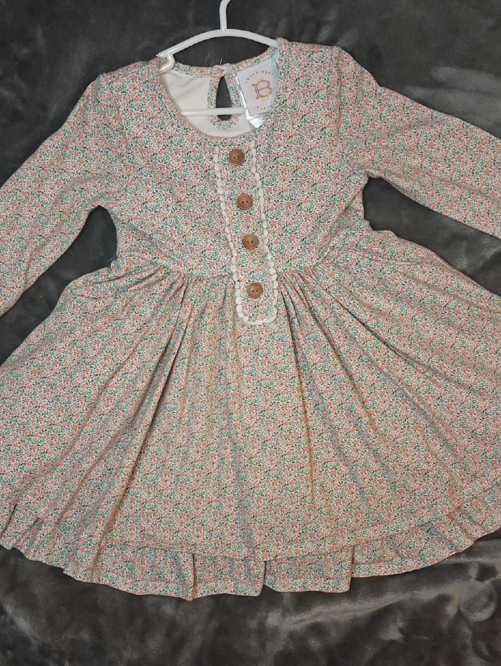 Swoon Boutique Mint & Peach Floral Long-Sleeve Dress